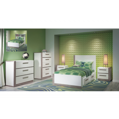 2603 Twin 4pcs. Bedroom Set (White/Taupe)