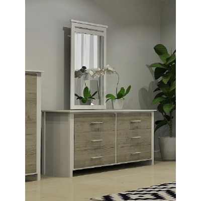 5790 Dresser with mirror (White/Greyness)