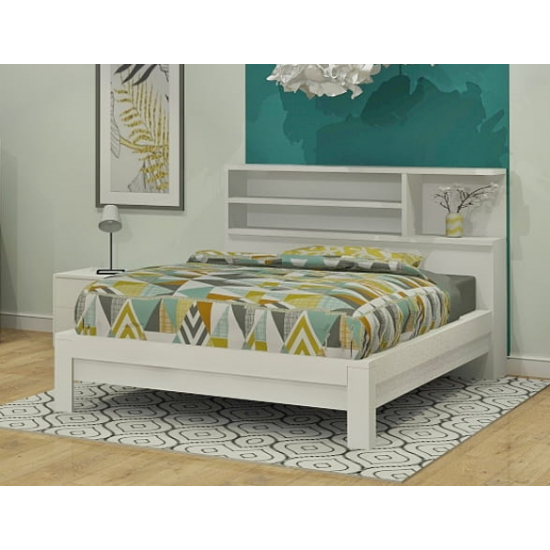 6300 Full Bed with bookcase headboard (White)