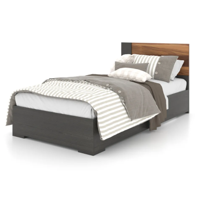 6484 Twin Bed (White/Walnut)
