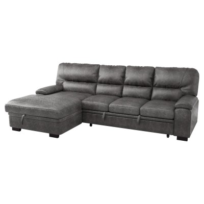9407 Sectional with sofa-bed and left lounge chair (Dark Grey)