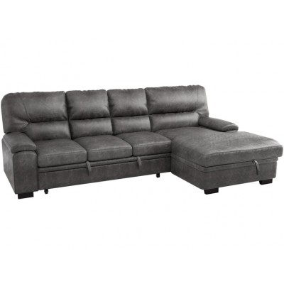 9407 Sectional with sofa-bed and right lounge chair (Dark Grey)