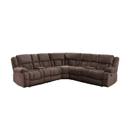 Presley Recliner Sectional 99928BRW (Brown)