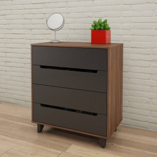 4-Drawer Chest 340442 (Walnut/Charcoal)