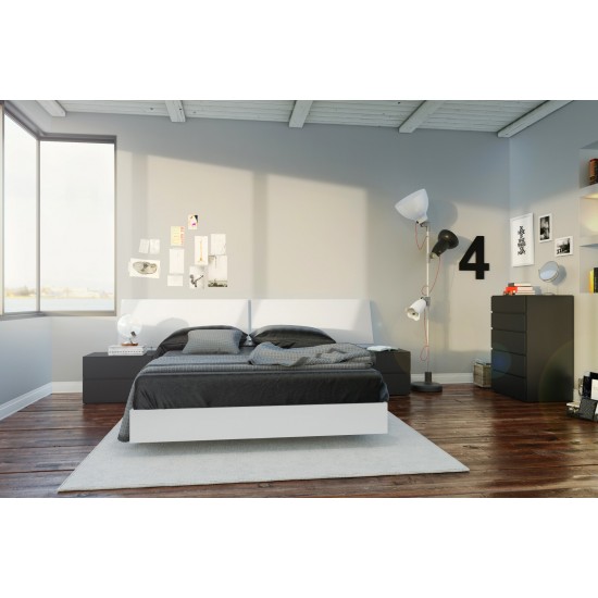 Melrose 4 Piece Queen Size Bedroom Set (White & Black) 400667