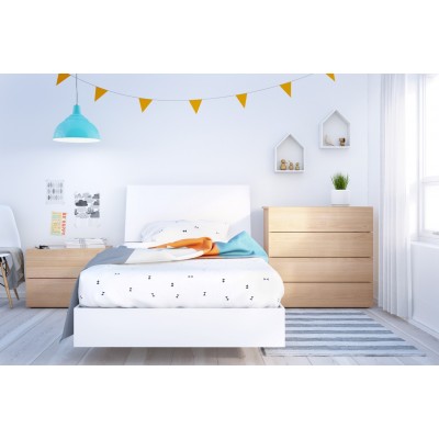 Esker Twin Size Bedroom Set 4pcs (Natural Maple/White) 400826