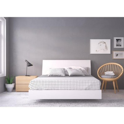 Esker Queen Size Bedroom Set 3pcs (Natural Maple/White) 400831