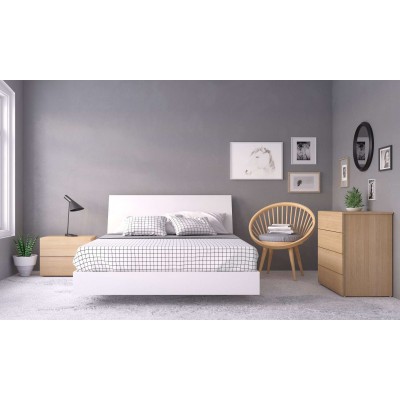 Esker Queen Size Bedroom Set 4pcs (Natural Maple/White) 400832