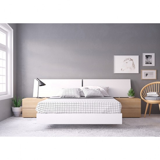 Esker Queen Size Bedroom Set 4pcs (Natural Maple/White) 400833