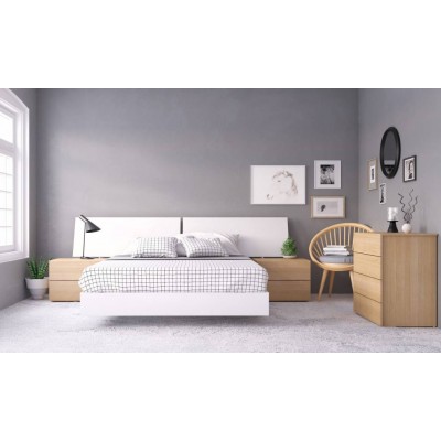 Esker Queen Size Bedroom Set 5pcs (Natural Maple/White) 400834