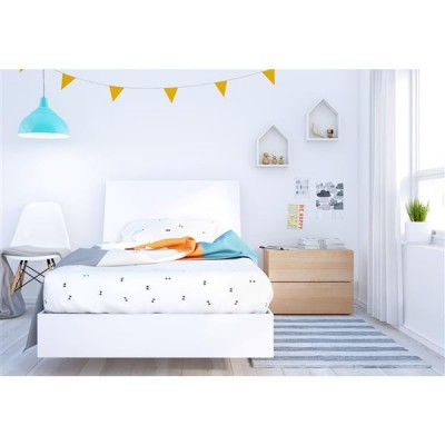 Esker Twin Size Bedroom Set 3pcs (Natural Maple/White) 400844