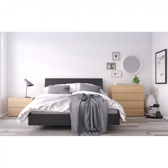 Karla Queen Size Bedroom Set 4pcs (Natural Maple/Black) 400850
