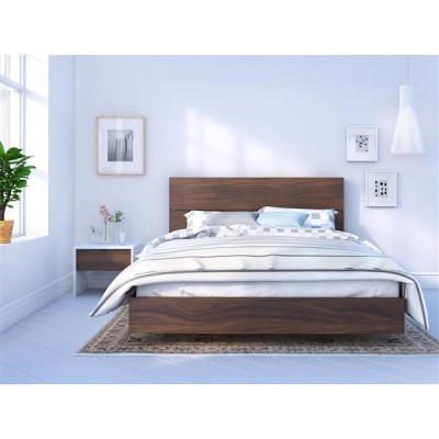 Identi-T Queen Size Bedroom Set 3pcs (White/Walnut) 400889