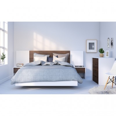 Celibri-T Queen Size Bedroom Set 6pcs 400899 (White/Walnut)