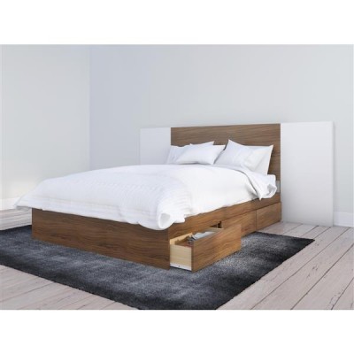 Full Size Bed 402020 (White/Walnut)
