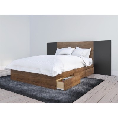 Full Size Bed 402024 (Black/Walnut)