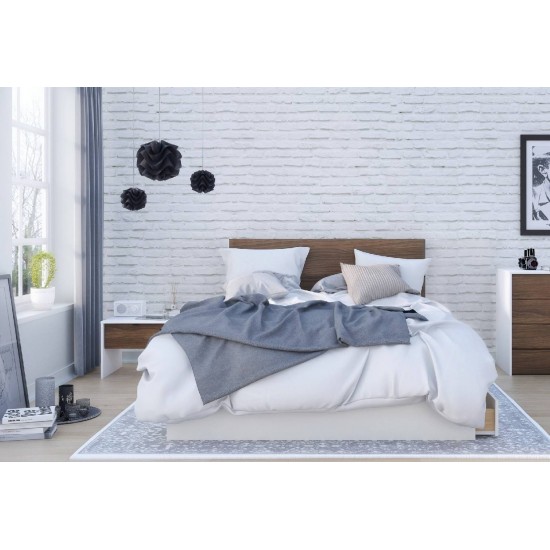 Axel Queen Size Bedroom Set 3pcs 402046 (White/Walnut)