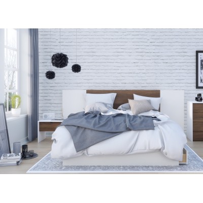 Axel Queen Size Bedroom Set 4pcs 402047 (White/Walnut)