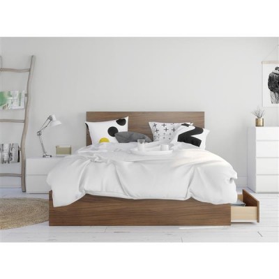 Hera Queen Size Bedroom Set 3pcs 402106 (White/Walnut)