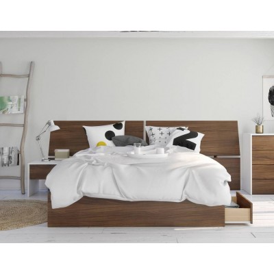 Mimosa Queen Size Bedroom Set 3pcs 402118 (White/Walnut)