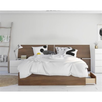 Oddense Queen Size Bedroom Set 3pcs 402122 (White/Walnut)