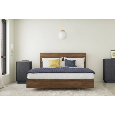 Vertigo Queen Size Bedroom Set 3pcs (Walnut/Charcoal Grey) 402991