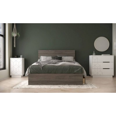 Volt Full Size Bedroom Set 4pcs (Bark Grey/White) 403003