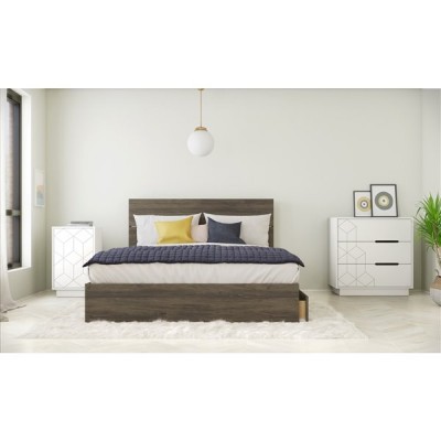 Volt Queen Size Bedroom Set 4pcs (Bark Grey/White) 403005