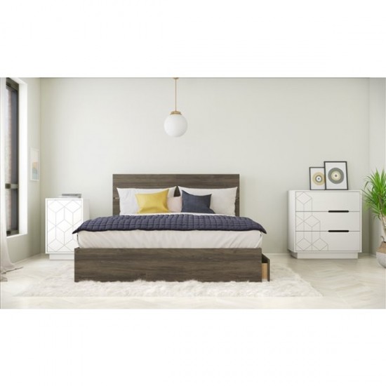 Volt Queen Size Bedroom Set 4pcs (Bark Grey/White) 403005