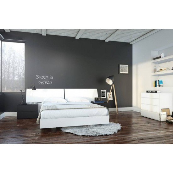 Melrose 5 Piece Queen Size Bedroom Set (White & Black) 400669