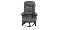 Chaise bercante, pivotante et inclinable #362 avec coussin C-49 en cuir (Noir)