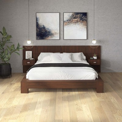 Zen Queen Bed with Nightstand (Chocolate)