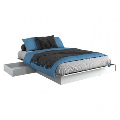 Quinn Full Bed with drawers (White)