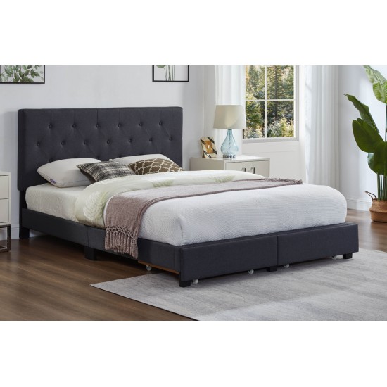 King Bed T2125 with storage (Charcoal)